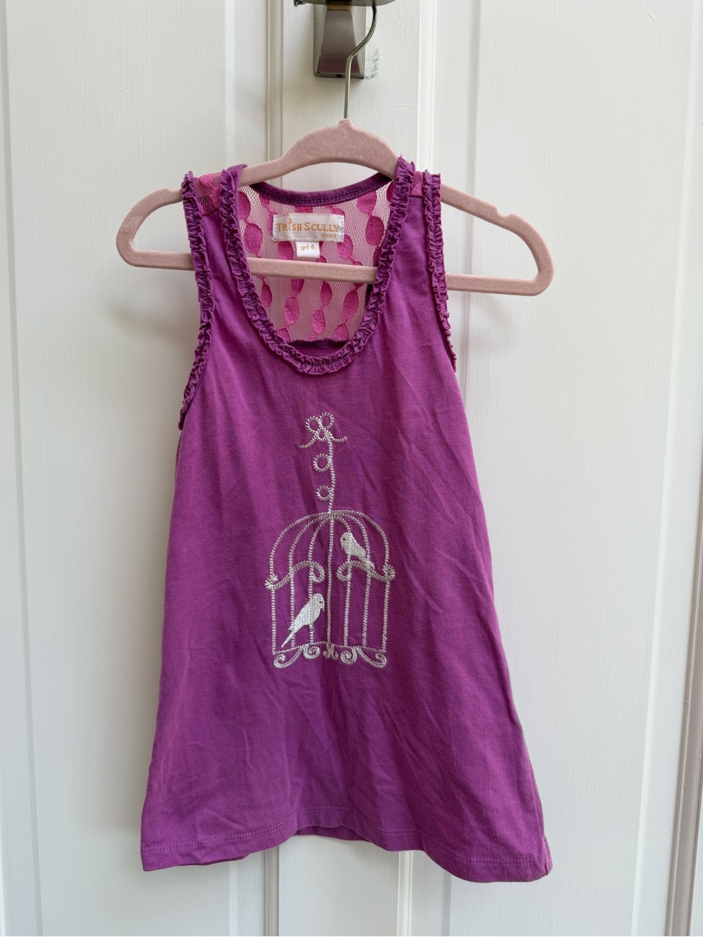 Trish Scully Girls' 4 Purple Birdcage Ruffle Sleeveless Tank Top Blouse Shirt